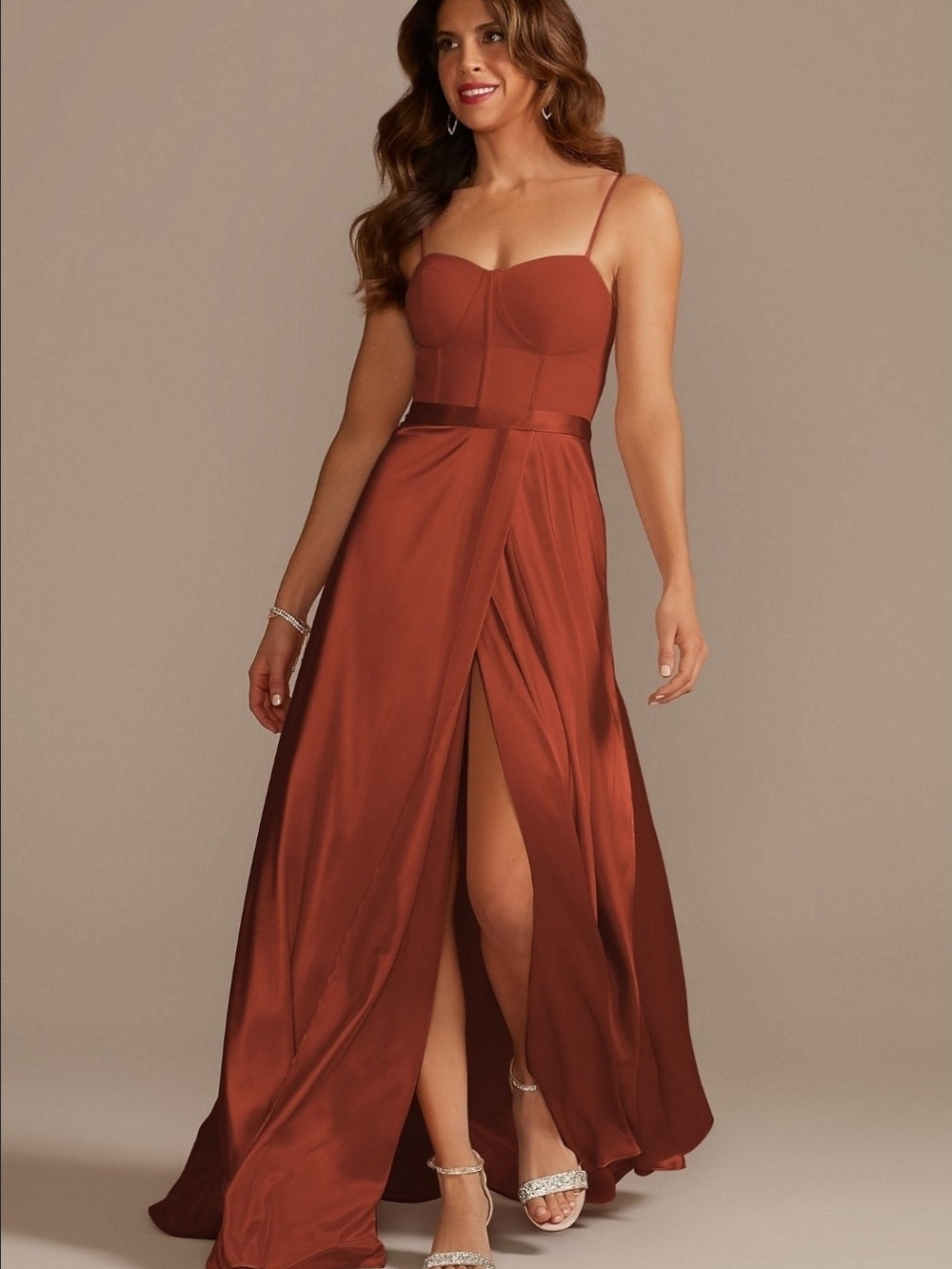 Rust / Cinammon Spaghetti-Strap Brides Maid Dress